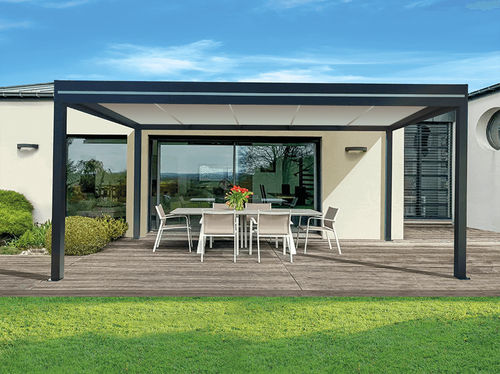 Pergola autoportante - USINE-ONLINE - in alluminio estruso / con tetto piatto / con tetto in pannelli sandwich
