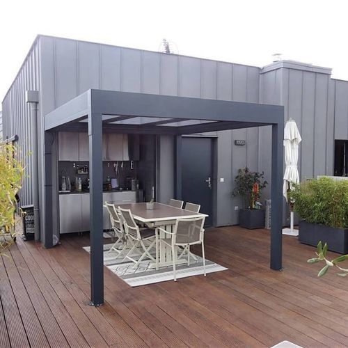 Pergola autoportante - USINE-ONLINE - in alluminio estruso / con tetto piatto / su misura