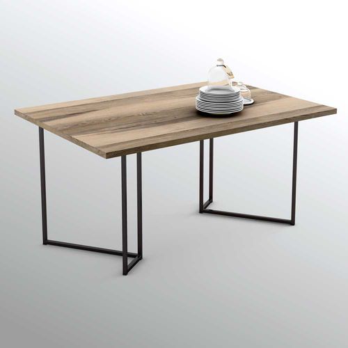 Tavolo da pranzo contemporaneo - ONE  - OLUT - in quercia naturale / con supporto in metallo / rettangolare