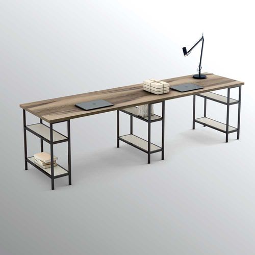 Tavolo da lavoro contemporaneo - TWO - OLUT - in rovere / con supporto in metallo / rettangolare