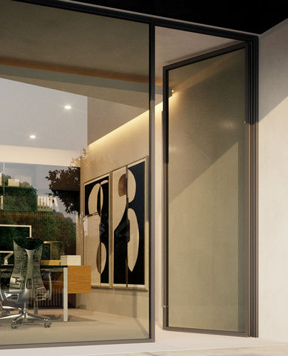 Porta a battente - MOTION 9700 - MOTION FACADES - d'ingresso / in alluminio / minimalista