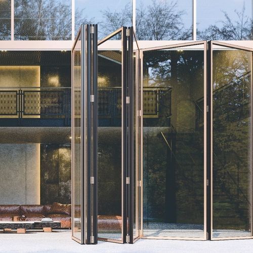 Porta a libro - Motion 60FS - MOTION FACADES - d'ingresso / in alluminio / minimalista