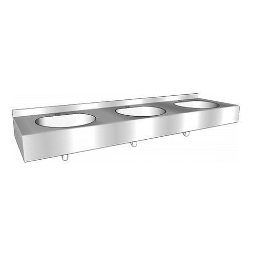 Lavabo sospeso - Comfort D - LOGGERE - in acciaio inossidabile spazzolato / multiplo / rettangolare