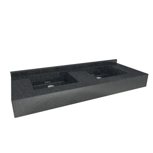 Lavabo sospeso - Quadro - LOGGERE - in calcestruzzo a polimeri / personalizzabile / doppio