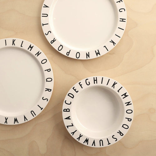 Piatto rotondo - Eat & Learn set - DESIGN LETTERS ApS - in plastica / a motivi / bianco