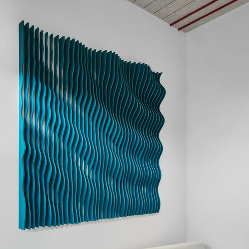 Pannello acustico per muro - Waves - ECOcero - in legno / a doghe / blu