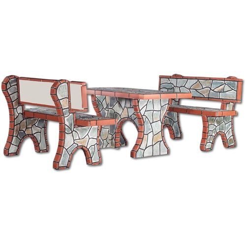 Set tavolo e panca contemporaneo - 0900 - Sxistolithos - di pietre / da giardino / per uso residenziale