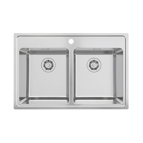 Lavello a 2 vasche - ONE-T34-34 - Stala - senza gocciolatoio / con gocciolatoio / in acciaio inossidabile