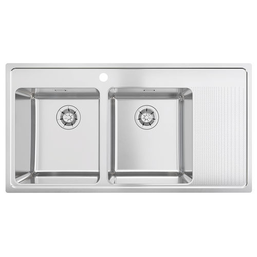 Lavello a 2 vasche - ONE-TD series - Stala - con gocciolatoio / in acciaio inossidabile / da incasso