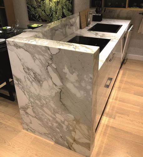 Piano di lavoro in marmo - CALACATTA - PASIFIK GRANIT - da cucina / grigio / liscio