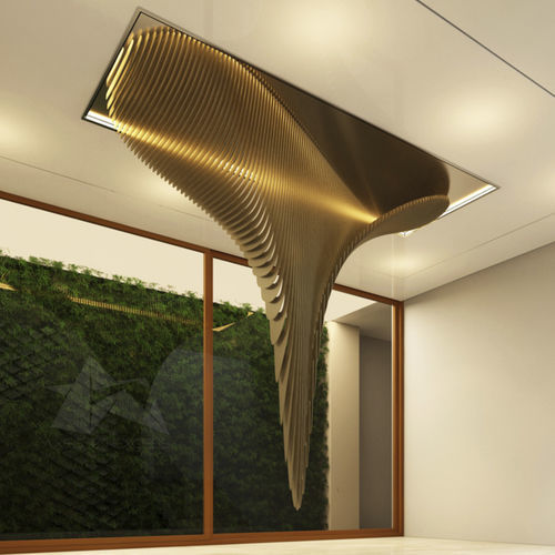 Scultura in acciaio - SKY DROP  (sculpture) - Axes in Excess - a soffitto / contract / dorata
