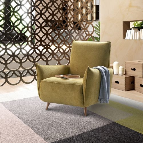 Poltrona design scandinavo - Dixie - IL BENESSERE - in tessuto / in pelle / in legno
