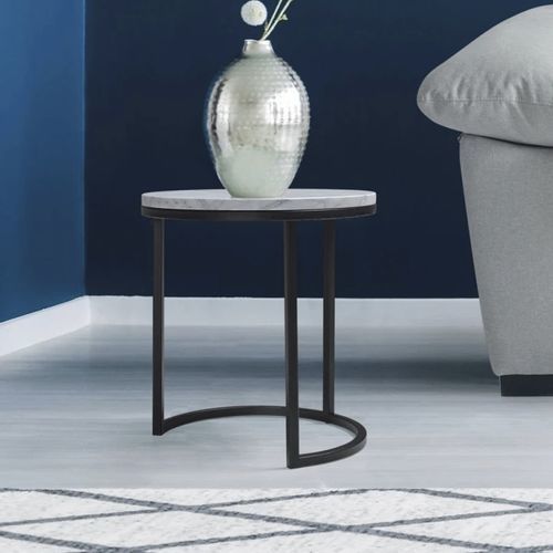 Tavolo d'appoggio contemporaneo - 610 - 620 - FRANCEBANON - in marmo / con supporto in ferro / rotondo