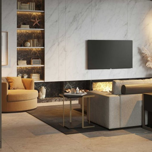 Tavolo d'appoggio contemporaneo - Bridge - Stylish Club - impiallacciato in legno / con supporto in ottone / quadrato