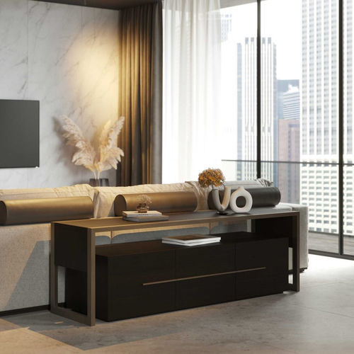 Mobile porta TV contemporaneo - Bridge - Stylish Club - con vano contenitore / 3 porte / impiallacciato in legno