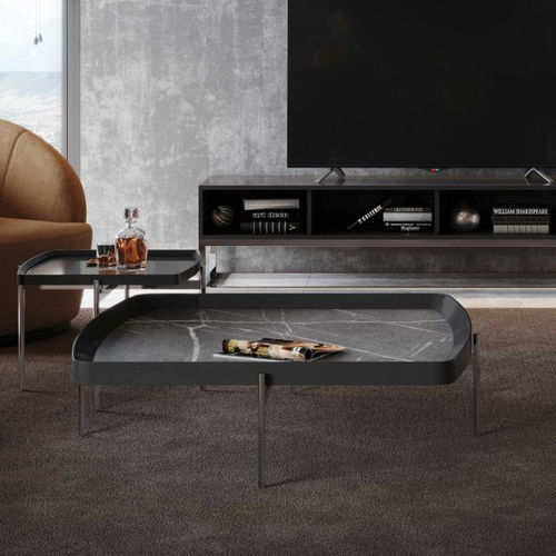 Tavolino basso contemporaneo - Capri - Stylish Club - impiallacciato in legno / con supporto in ferro / quadrato