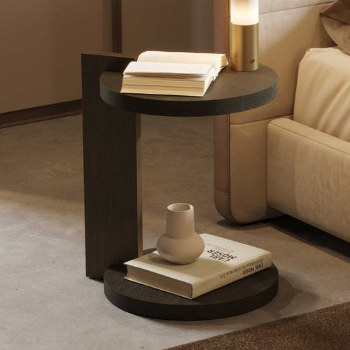 Tavolo d'appoggio contemporaneo - Club - Stylish Club - impiallacciato in legno / con supporto in ottone / rotondo