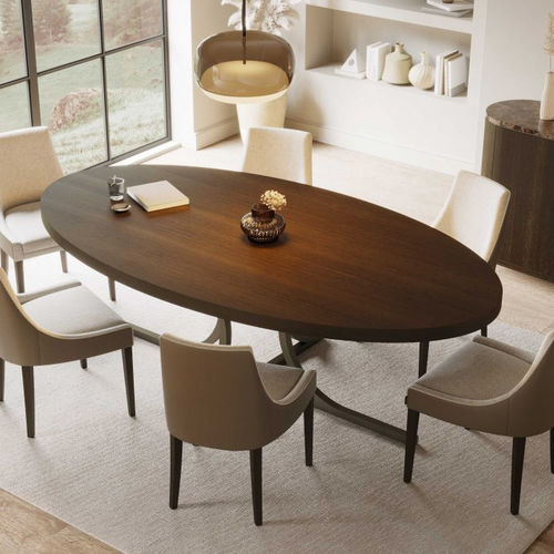 Tavolo da pranzo contemporaneo - Bridge - Stylish Club - impiallacciato in legno / con supporto in ferro / ovale