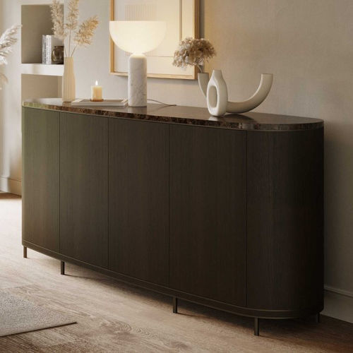 Credenza contemporanea - Cannes - Stylish Club - impiallacciata in legno / in marmo / con ante battenti