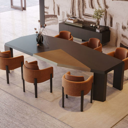 Tavolo da pranzo contemporaneo - Escarpa - Stylish Club - impiallacciato in legno / con supporto in ottone / su misura