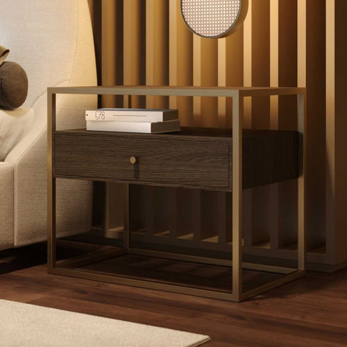 Comodino contemporaneo - Bridge - Stylish Club - impiallacciato in legno / con supporto in bronzo / rettangolare