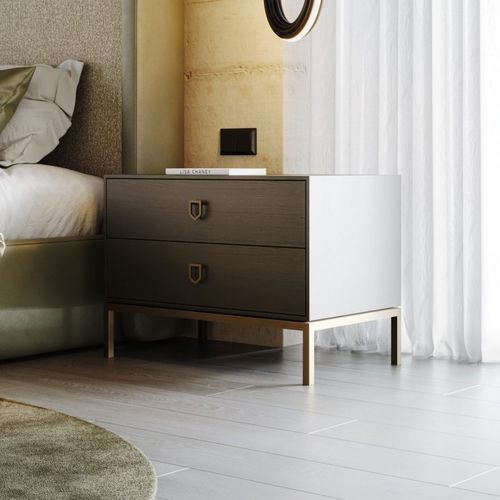 Comodino contemporaneo - Cocktail - Stylish Club - impiallacciato in legno / con supporto in acciaio inossidabile / rettangolare