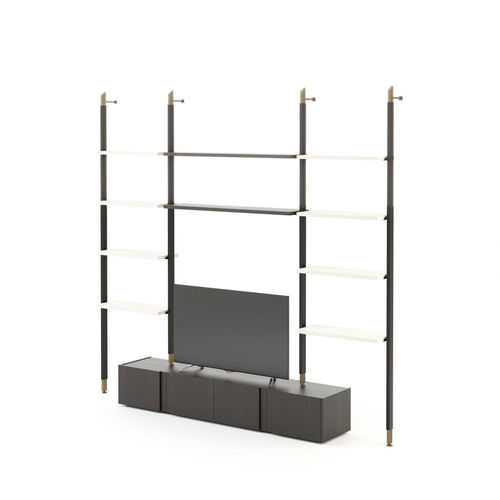 Parete attrezzata TV contemporaneo - His Day - Stylish Club - in metallo / con ripiani / con vano contenitore
