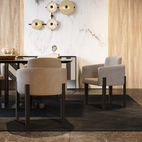 Sedia contemporanea - His II - Stylish Club - da interno / in tessuto / con supporto in legno impiallacciato
