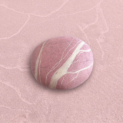 Pouf contemporaneo - PINK DREAM - Katsu Stones - in lana / tondo / fatto a mano
