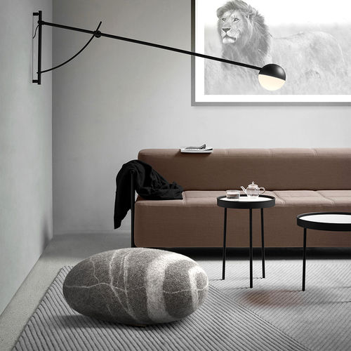 Pouf contemporaneo - RINGO - Katsu Stones - in lana / tondo / fatto a mano