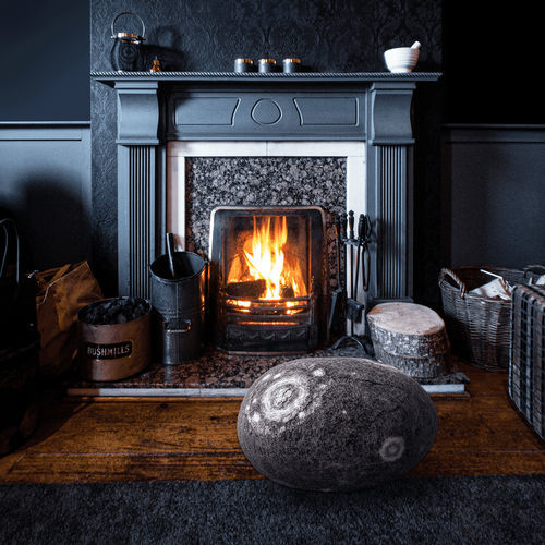 Pouf contemporaneo - SCANDINAVIAN MOSS - Katsu Stones - in lana / tondo / fatto a mano