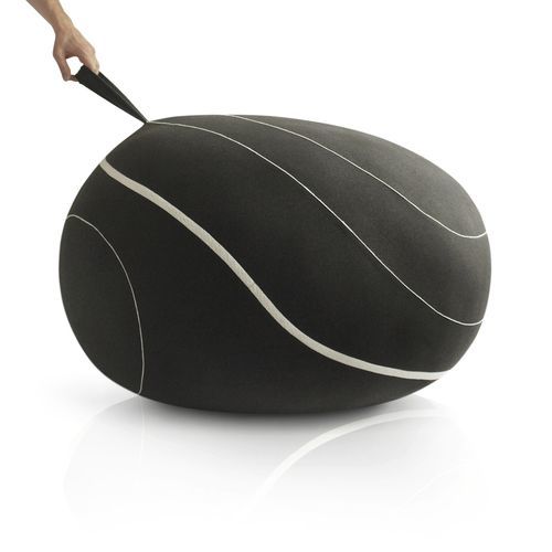 Pouf contemporaneo - MOBY DICK - Katsu Stones - in lana / ovale / fatto a mano