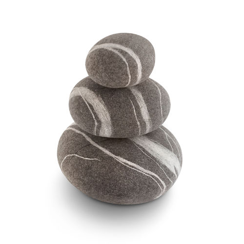 Pouf contemporaneo - SET054W - Katsu Stones - in lana / tondo / fatto a mano