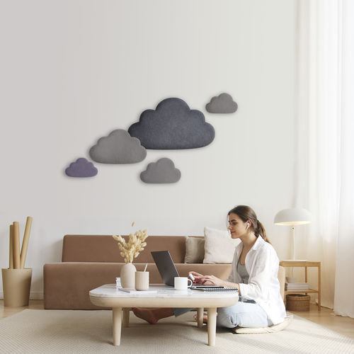 Pannello acustico per muro - CLOUDS - Katsu Stones - in lana / grigio / per uso residenziale