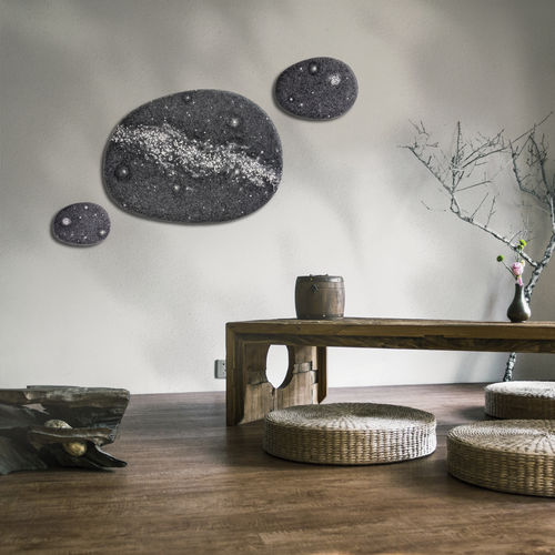 Pannello acustico per muro - MILKY WAY - Katsu Stones - in lana / geometrico / grigio