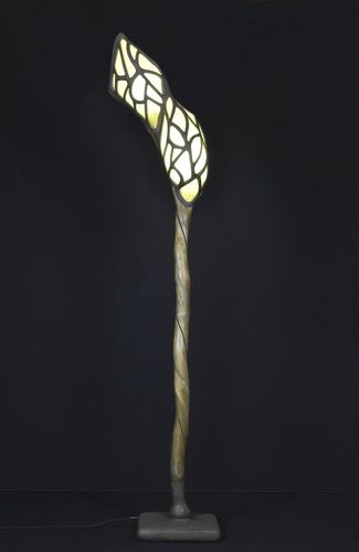 Lampada da terra - CHRYSALIDE - JOËL BARTZ - in legno / in vetro / in pietra