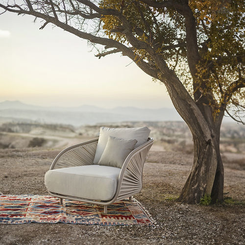 Poltrona design - BARLA  - Yaaz - in Sunbrella® / in alluminio / in corda