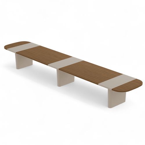 Tavolo design - SEMT - Yaaz - in calcestruzzo / in teak / con supporto in alluminio
