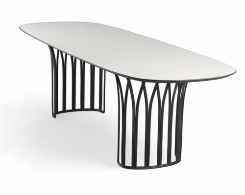 Tavolo da pranzo design - KORU - Yaaz - in alluminio / con supporto in alluminio / rettangolare