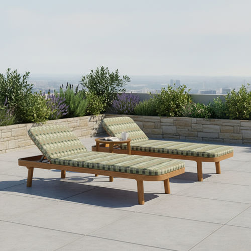 Lettino prendisole contemporaneo - UZ - Yaaz - in Sunbrella® / in teak / per piscina