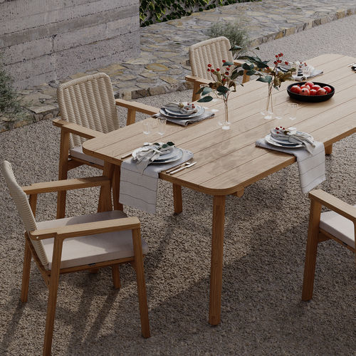 Tavolo design - UZ - Yaaz - in teak / con supporto in teak / rettangolare