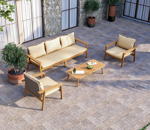 Tavolino basso design - UZ - Yaaz - in teak / con supporto in teak / rettangolare