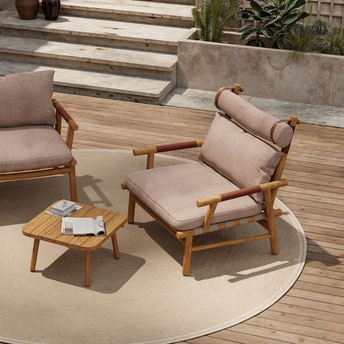 Tavolino basso design - UZ - Yaaz - in teak / con supporto in teak / quadrato