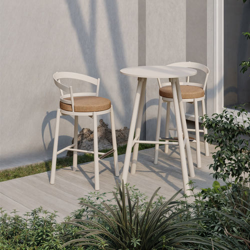 Tavolo alto contemporaneo - TURTLE - Yaaz - in alluminio / con supporto in alluminio / rotondo