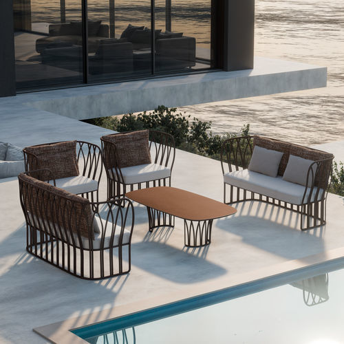 Tavolino basso design - KORU - Yaaz - in alluminio / con supporto in alluminio / rettangolare