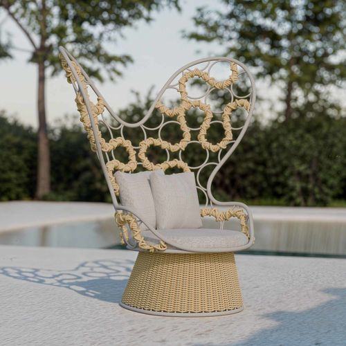 Poltrona design - OPUS - Yaaz - in Sunbrella® / in alluminio / con cuscino rimovibile