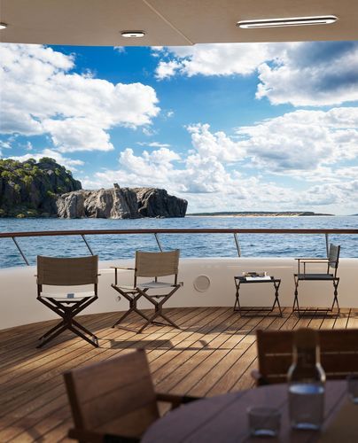 Sedia design - SAYE - Yaaz - da esterno / in alluminio / in teak