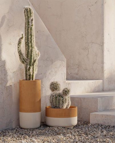Fioriera in laterizio - KUVA R60 - Yaaz - rotonda / design / beige