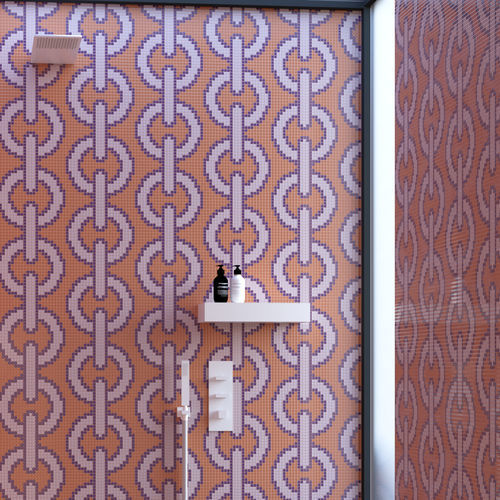 Mosaico in lavica - CHAIN ARANCIO  - TESSERE - in pietra naturale / in vetro riciclato / finitura pietra