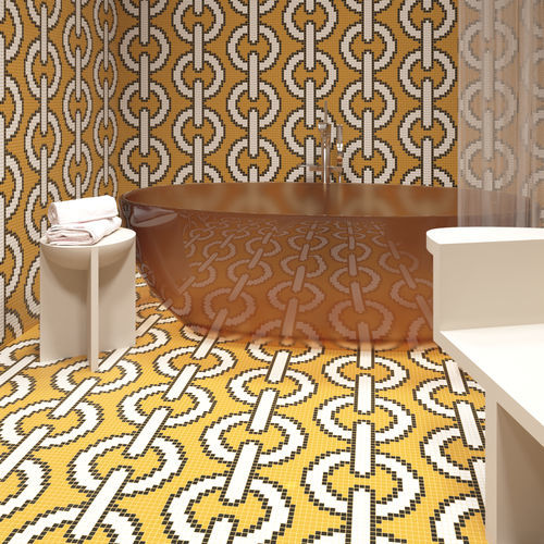 Mosaico in lavica - CHAIN GIALLO - TESSERE - in pietra naturale / in vetro riciclato / lucido